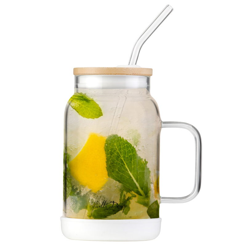 Vialli Design - Słoik ze słomką 600 ml biały Fuori