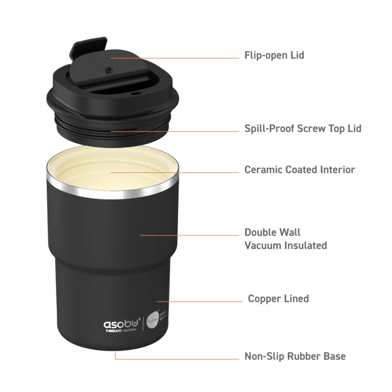 Asobu - Kubek termiczny THE MINI PICK UP BLACK, 355ml