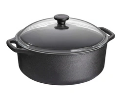 Skeppshult - Garnek żeliwny ze szklaną pokrywą - 5.5 ltr, czarny