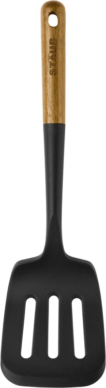 Staub - szpatułka silikon czarny 31 cm drewno akacjowe
