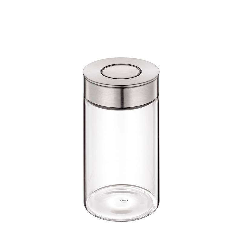 Cilio - pojemnik kuchenny, szkło/stel nierdzewna, 1,0 l, śred. 10 x 18 cm Vetro