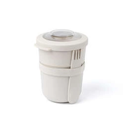 Amuse - Pojemnik na jogurt 2 w 1 ze sztućcem - beżowy