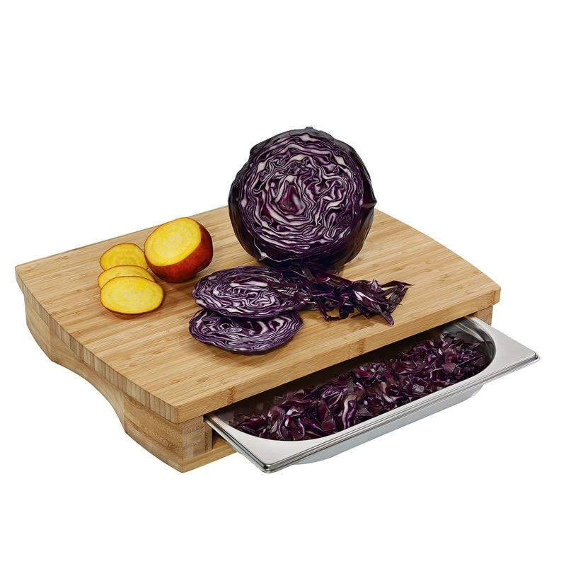 Zassenhaus - deska do krojenia z tacką, bambus/stal nierdzewna, 46 x 35 x 8 cm One