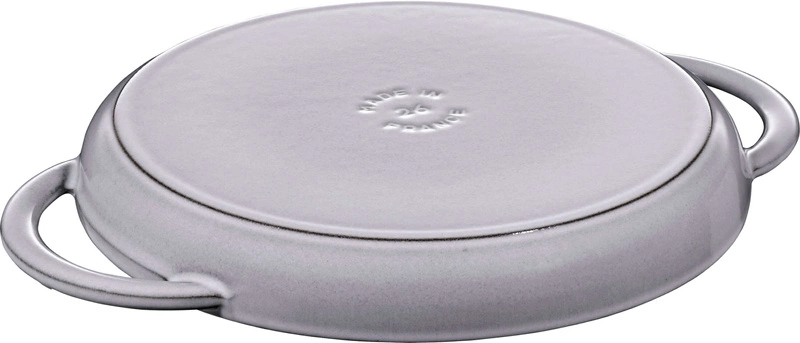 Staub - okrągła patelnia żeliwna grillowa z dwoma uchwytami 22 cm, grafitowy
