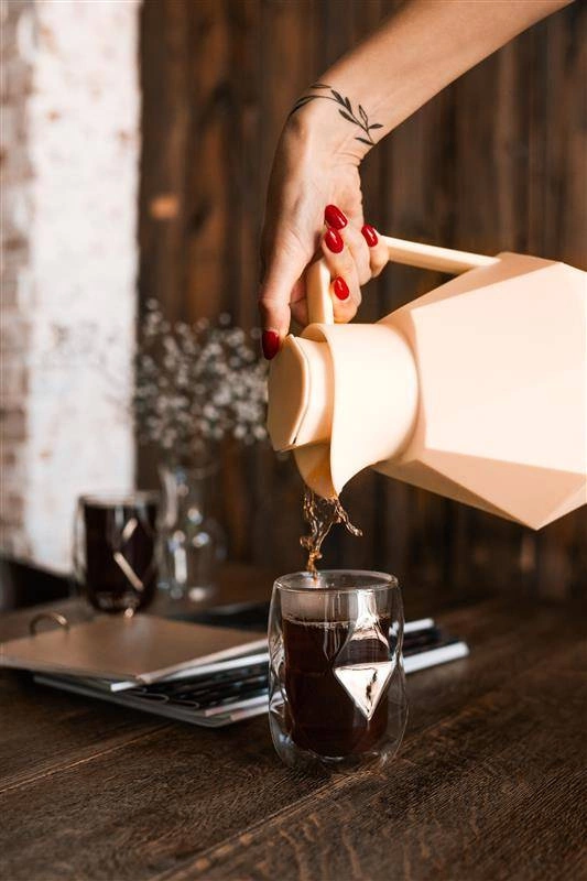 Vialli Design - Termos z wkładem szklanym 1L GEO kremowy