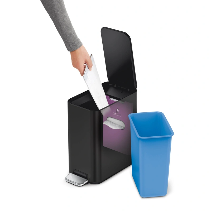 Simplehuman - Kosz na śmieci pedałowy 5l - matowa czarna stal