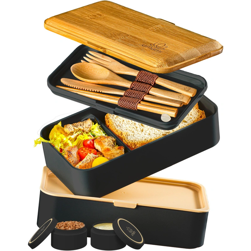 UMAMI - Lunchbox Original - Black & Bamboo - 1200 ml