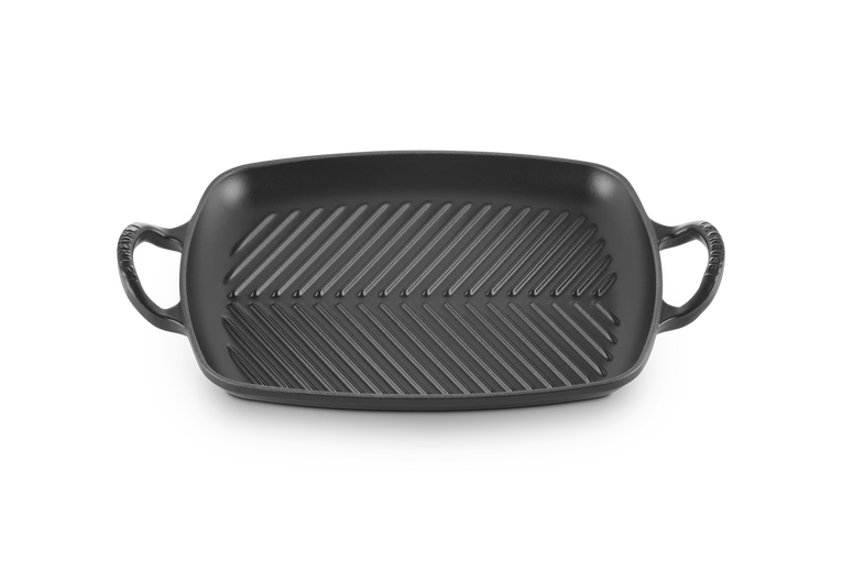 Le Creuset - patelnia żeliwna grillowa z dwoma uchwytami 30 cm Czarny Mat
