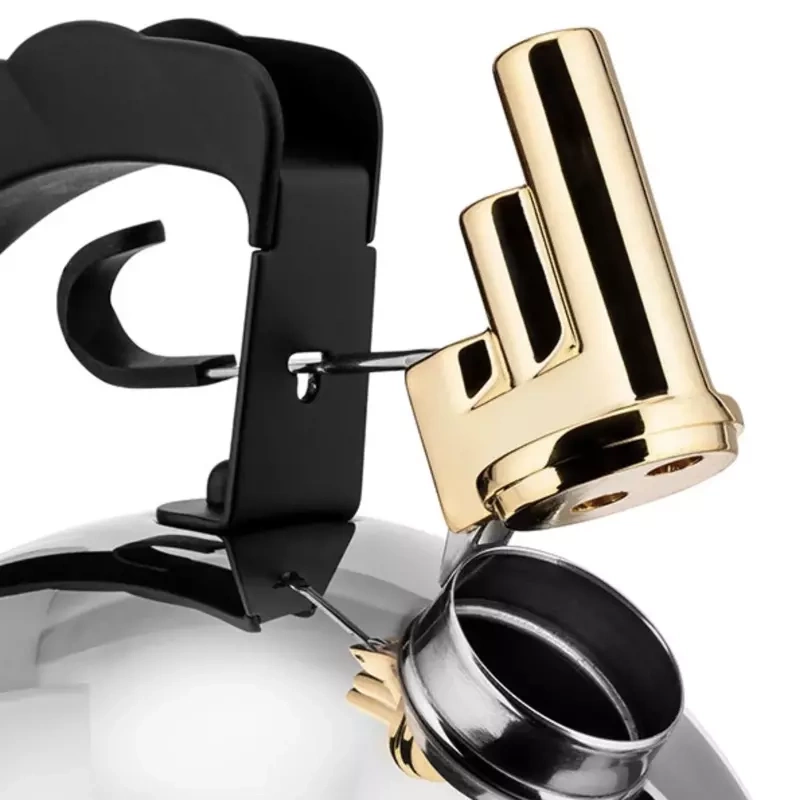Alessi - czajnik stalowy 9091 z mosiężnym gwizdkiem, połysk 2 l