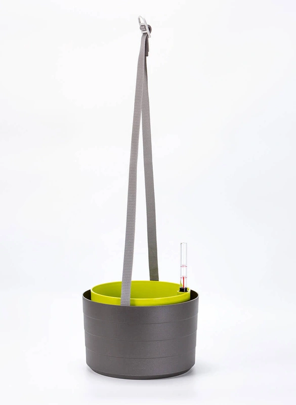 Urbalive - BERBERIS Wisząca donica samonawadniająca okrągła 30 cm, szaro-brązowy
