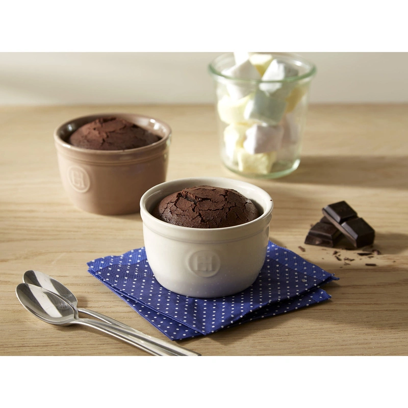 Emile Henry - Zestaw dwóch miseczek do zapiekania typu ramekin - N°9 - biały