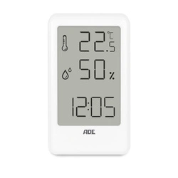 ADE - elektroniczny higrometr/termometr wewnętrzny, 7 x 11 x 1,5 cm, biały