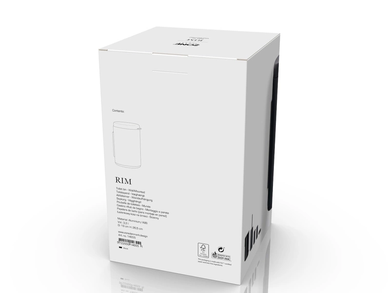 Zone Denmark - Ścienny kosz łazienkowy 3,3 l Rim Black