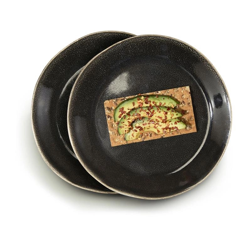 Sagaform - zestaw talerzy, 2 szt., ciemnoszare, kamionka, śred. 22 cm Nature