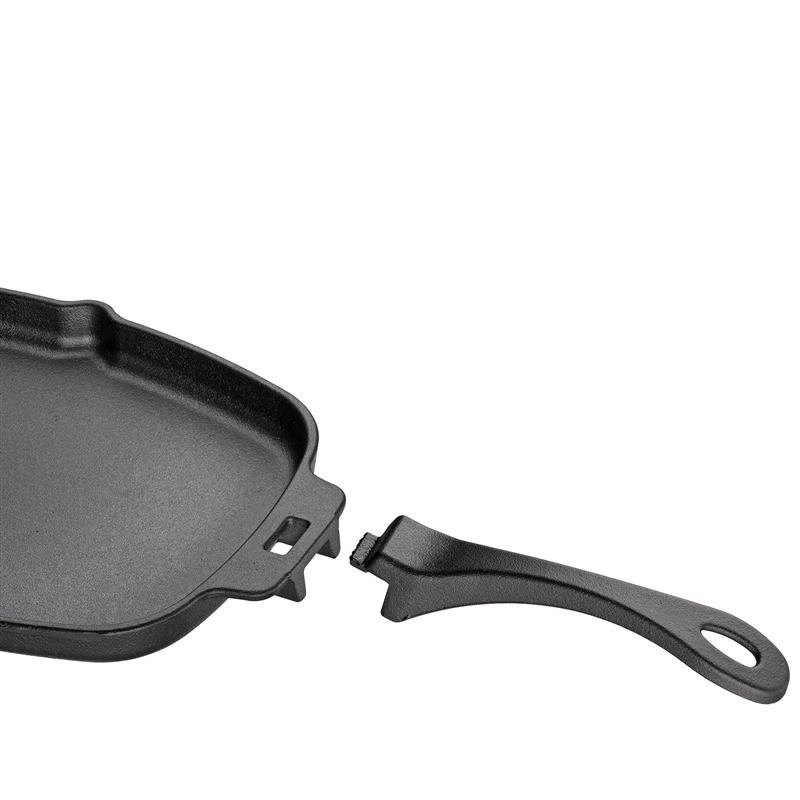 Kuchenprofi - patelnia do serwowania na podstawce, odłączany uchwyt, 33 x 21 x 4 cm, żeliwo/drewno sosnowe BBQ