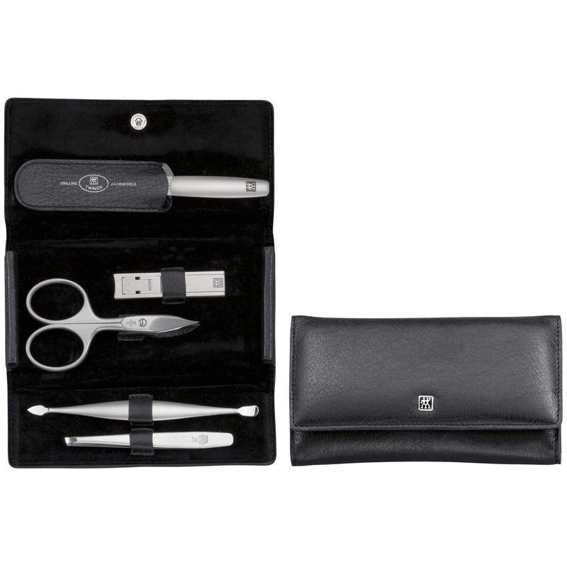 Zwilling - zestaw do manicure – czarne skórzane etui, 5 elementów Twinox