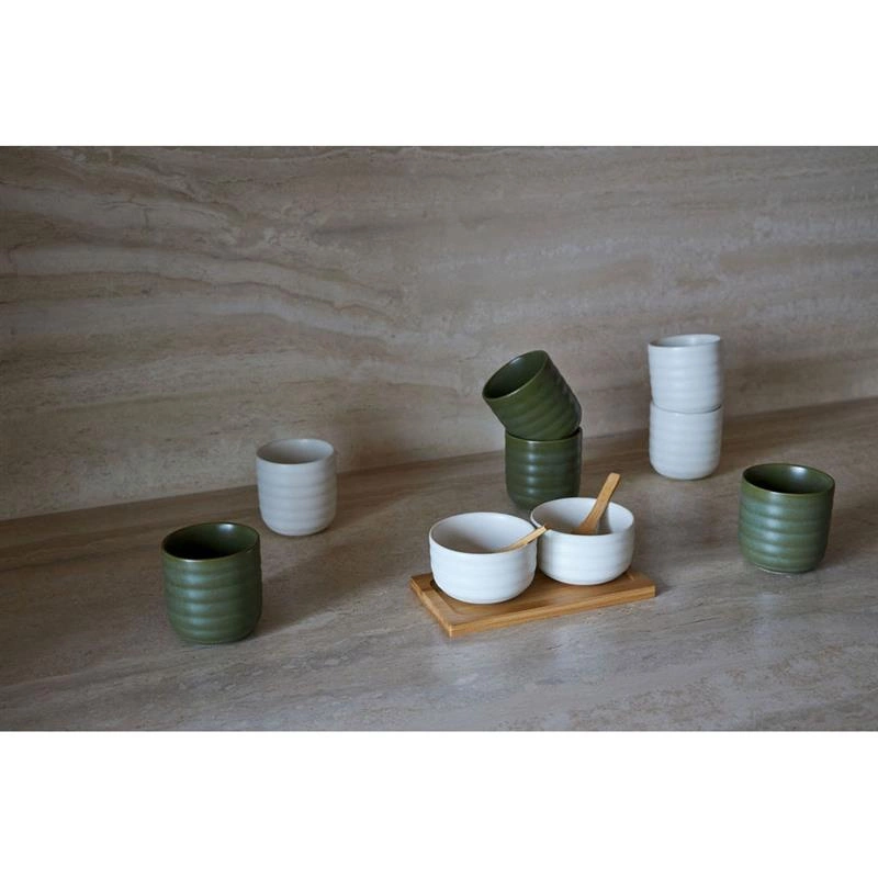 Sagaform - kubki do grzanego wina, 2 szt., kamionka, 0,18 l, śred. 7 x 7,5 cm, zielone Ellen