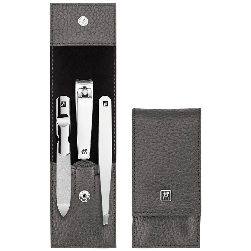 Zwilling - zestaw do manicure – antracytowe skórzane etui, 3 elementy Classic Inox