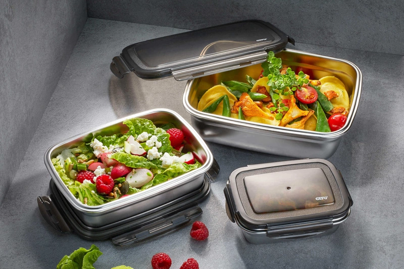 GEFU - zestaw 3 stalowych pojemników kuchennych PREPPO