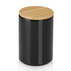 Kela - pojemnik kuchenny, ceramika/bambus, 0,7 l, śred. 10 x 15 cm, czarny Cady
