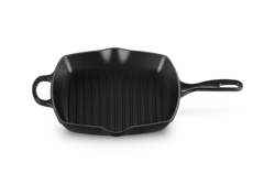 Le Creuset - patelnia żeliwna grillowa z dwoma uchwytami 26 cm Czarny Mat