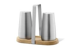 Zack - zestaw solniczka i pieprzniczka z podstawką stalowo bambusową Bevo