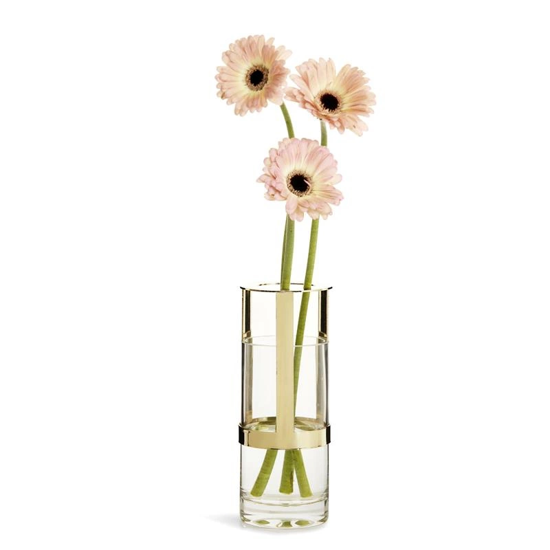 Sagaform - wazon, śred. 8 x 15 cm, szkło/metal, złoty, pudełko prezentowe Interior