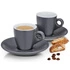 Kela - filiżanki do espresso ze spodkami, 2 szt., ceramika, 0,05 l, śred. 12 x 6,5 cm, szare Mattia
