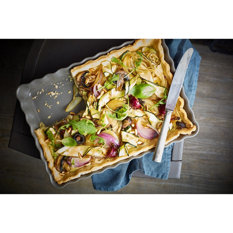 Emile Henry - Głębokie, prostokątne naczynie do tarty - 24x34cm - kremowy