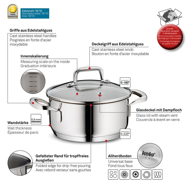 Kela - Garnek z pokrywką 1,2 l Flavoria