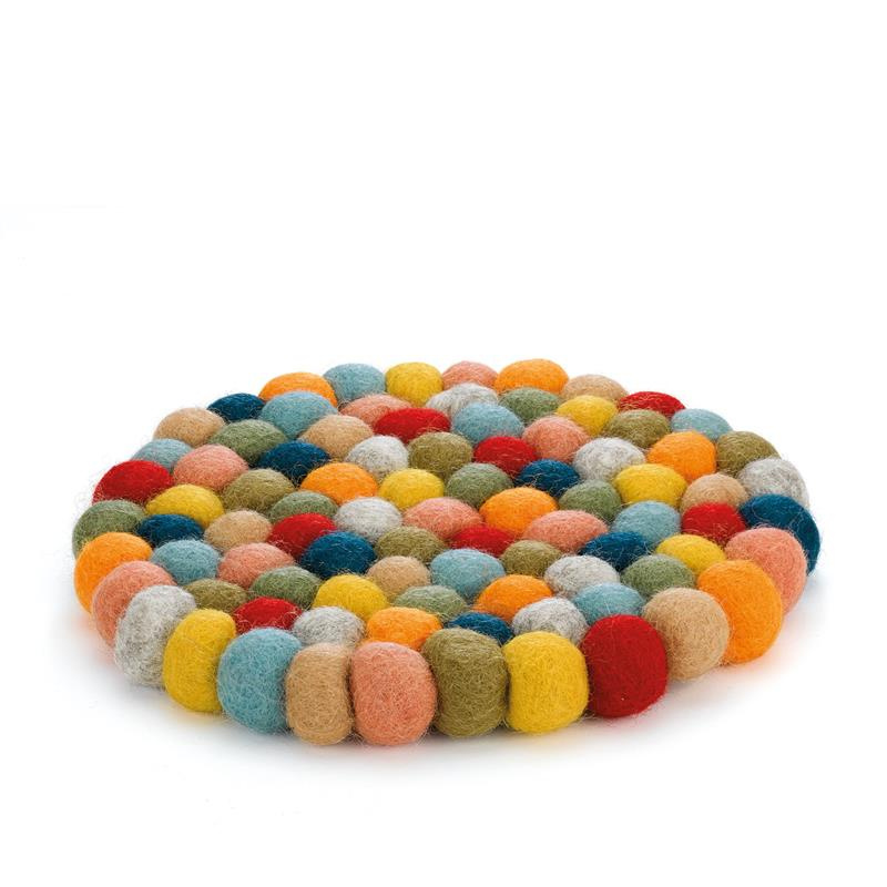 Cilio - podkładka pod gorące naczynia, śred. 21 cm, owcza wełna, wielokolorowa Lana Colore