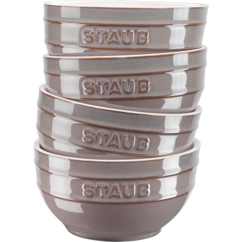 Staub - zestaw 4 misek okrągłych 12 cm, antyczny grafitowy Serving