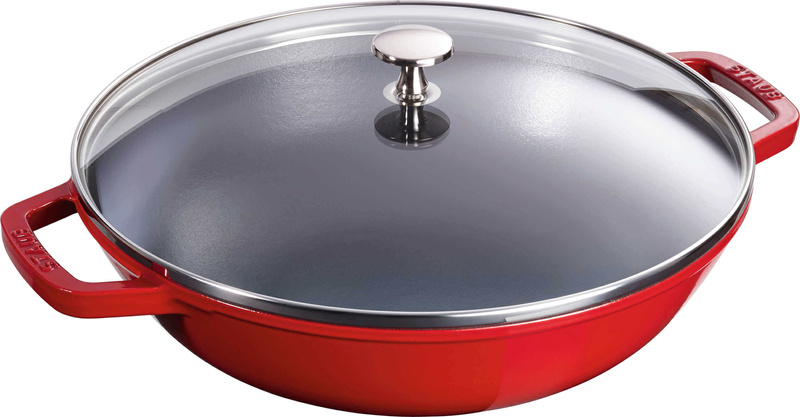 Staub - żeliwny wok czerwony 30 cm