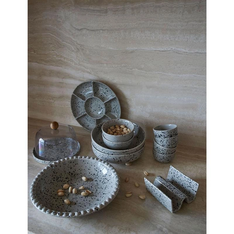 Sagaform - talerz do sera z kloszem, kamionka/akryl/drewno dębowe, śred. 19,5 x 13 cm Ditte