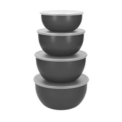 KitchenAid Culinary Tools - miski kuchenne z pokrywkami 4 szt. Charcoal Grey