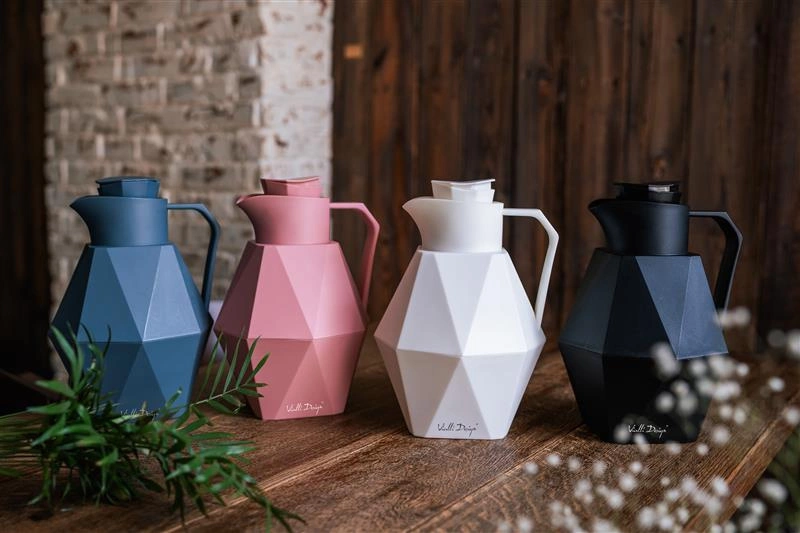 Vialli Design - Termos z wkładem szklanym 1L GEO różowy