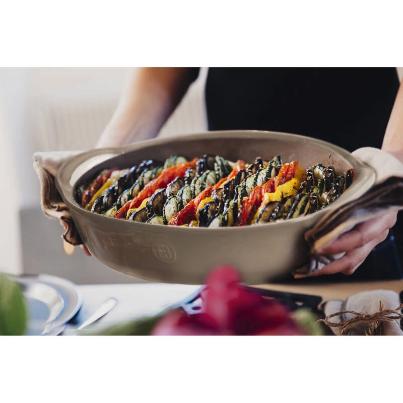 Emile Henry - Duże owalne naczynie do zapiekania - 41x26cm - kremowy