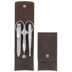 Zwilling - zestaw podróżny - brązowe skórzane etui, 3 elementy Twinox
