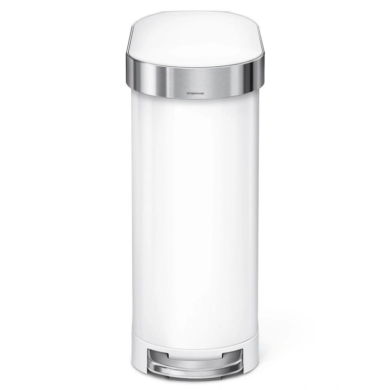 simplehuman - Kosz na śmieci 45L pedałowy SLIM - biały
