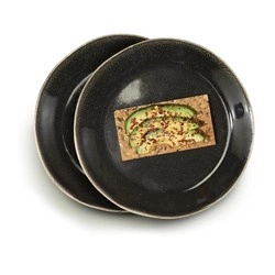 Sagaform - zestaw talerzy, 2 szt., ciemnoszare, kamionka, śred. 22 cm Nature