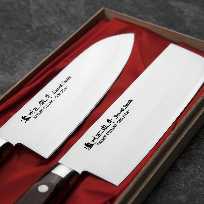Satake Cutlery MFG.Co.,LTD - Unique Shirogami#2 Zestaw Nóż Santoku + Nakiri