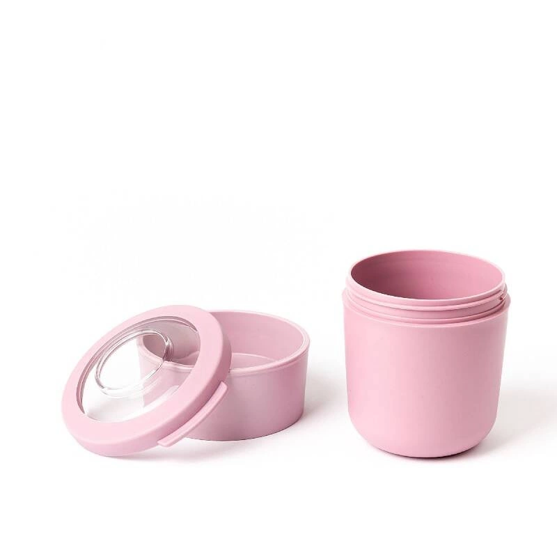 Amuse - pojemnik na jogurt 2 w 1 ze sztućcem i gumką różowy