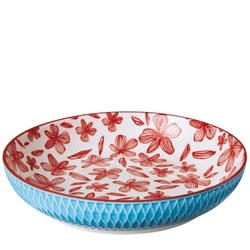 Cilio - płytka miska, porcelana, śred. 21 cm, 0,75 l, niebieskie romby