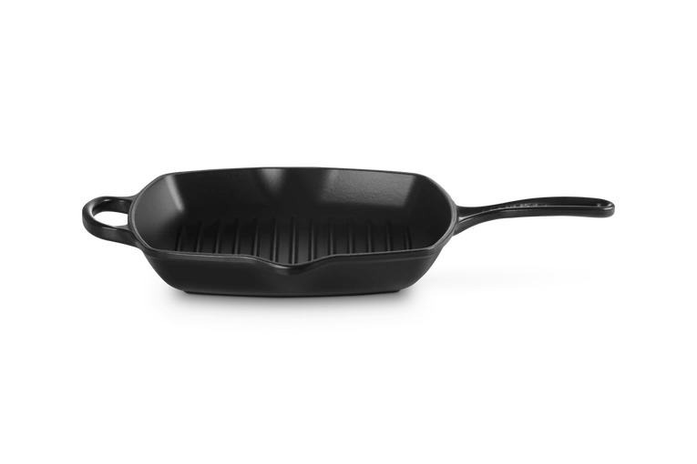 Le Creuset - patelnia żeliwna grillowa z dwoma uchwytami 26 cm Czarny Mat
