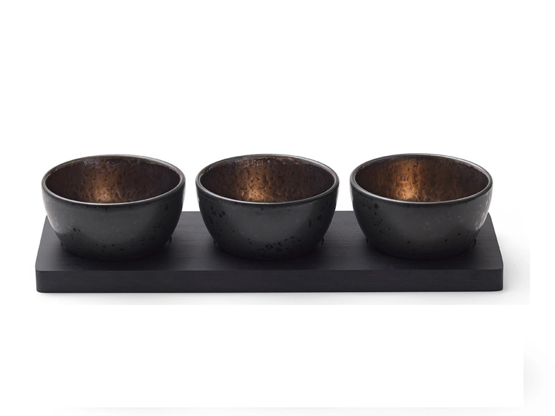 Bitz - Zestaw miseczek z podstawką 4szt. Black/bronze