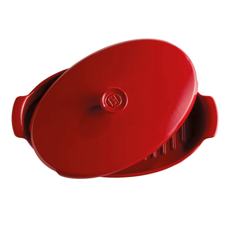 Emile Henry - Naczynie do gotowania ryb na parze - 42x25cm - czerwony
