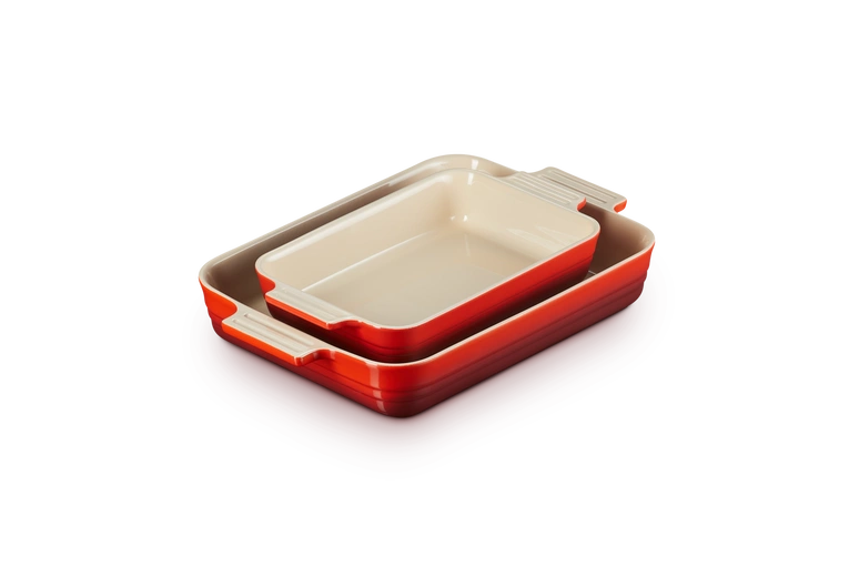 Le Creuset - Zestaw 2 szt prostokątnych naczyń do zapiekania wiśniowych