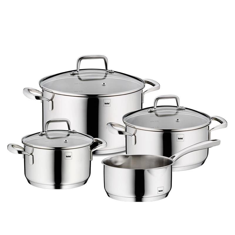 Kela - zestaw garnków z pokrywkami, 4 szt., stal nierdzewna/szkło Flavoria