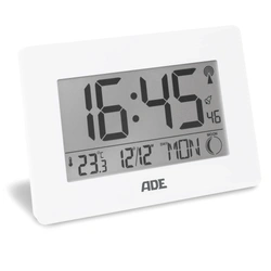 ADE - zegar elektroniczny XXL, z termometrem i budzikiem, 23 x 3 x 16 cm, biały