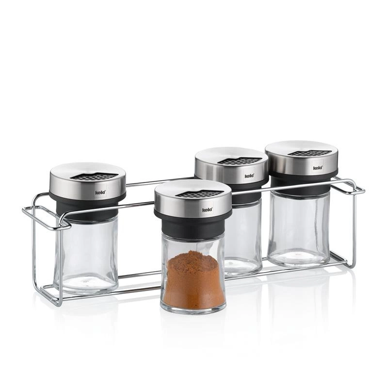 Kela - Zestaw 4 przyprawników +stojak 5el. stal Miko